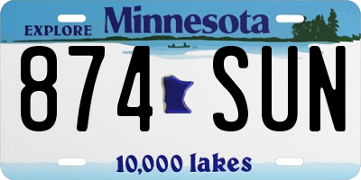 MN license plate 874SUN