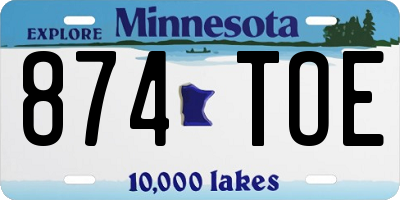 MN license plate 874TOE