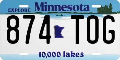 MN license plate 874TOG