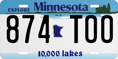 MN license plate 874TOO