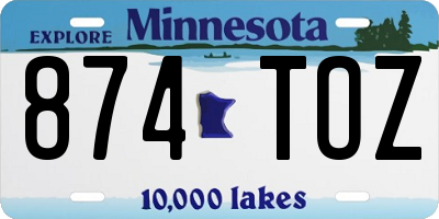MN license plate 874TOZ