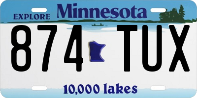 MN license plate 874TUX