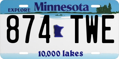 MN license plate 874TWE