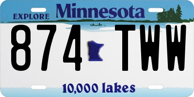 MN license plate 874TWW