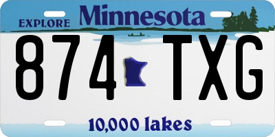 MN license plate 874TXG
