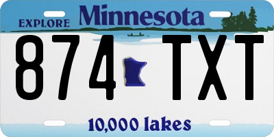 MN license plate 874TXT