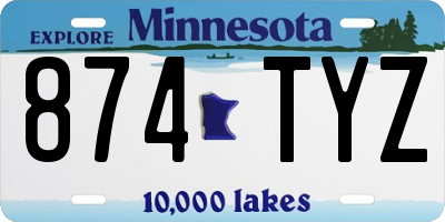 MN license plate 874TYZ