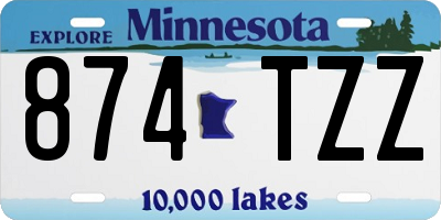 MN license plate 874TZZ