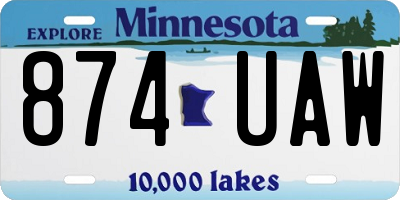 MN license plate 874UAW