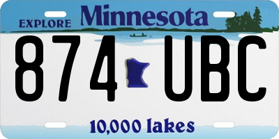 MN license plate 874UBC