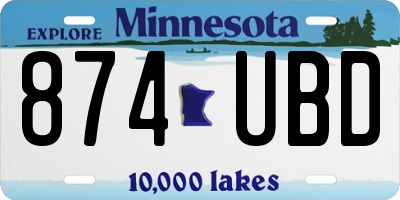 MN license plate 874UBD