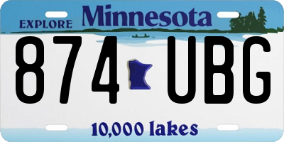 MN license plate 874UBG