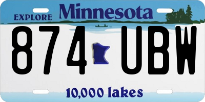 MN license plate 874UBW
