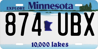 MN license plate 874UBX