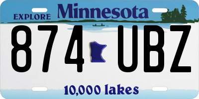 MN license plate 874UBZ