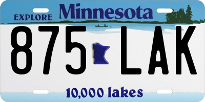 MN license plate 875LAK