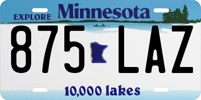 MN license plate 875LAZ