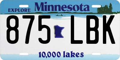 MN license plate 875LBK