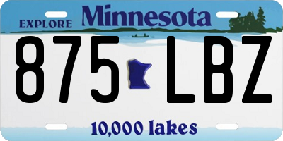 MN license plate 875LBZ