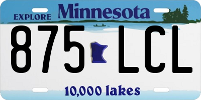 MN license plate 875LCL