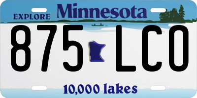 MN license plate 875LCO