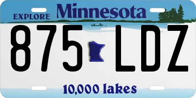 MN license plate 875LDZ