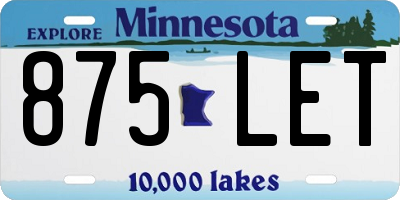 MN license plate 875LET