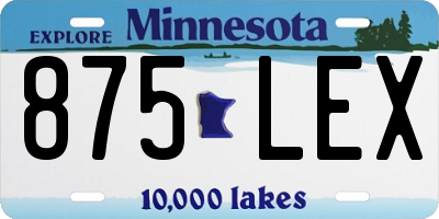 MN license plate 875LEX