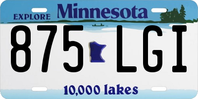 MN license plate 875LGI