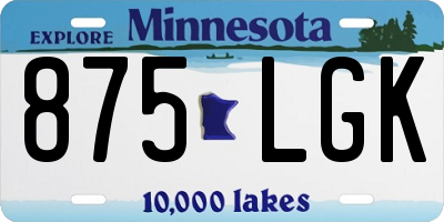 MN license plate 875LGK