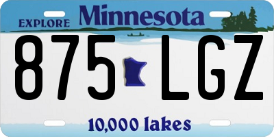 MN license plate 875LGZ