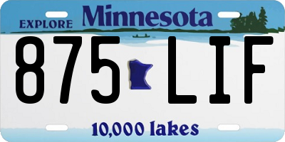 MN license plate 875LIF