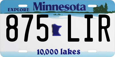 MN license plate 875LIR