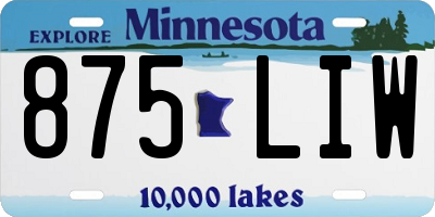 MN license plate 875LIW