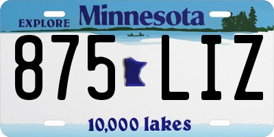 MN license plate 875LIZ