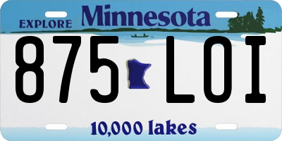 MN license plate 875LOI