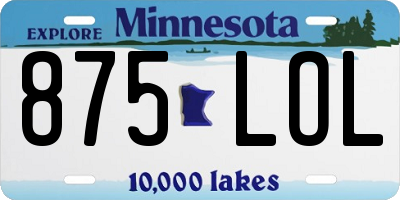 MN license plate 875LOL