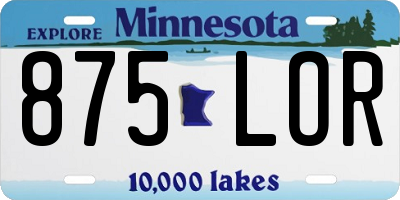 MN license plate 875LOR