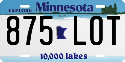 MN license plate 875LOT