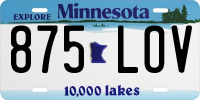 MN license plate 875LOV