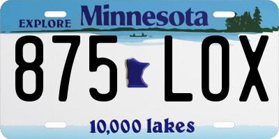 MN license plate 875LOX