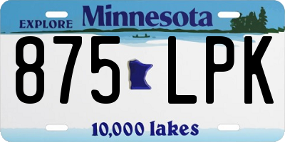 MN license plate 875LPK