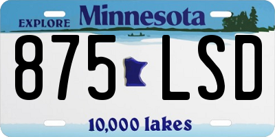 MN license plate 875LSD