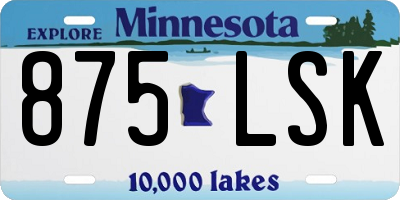 MN license plate 875LSK