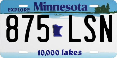 MN license plate 875LSN