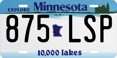 MN license plate 875LSP