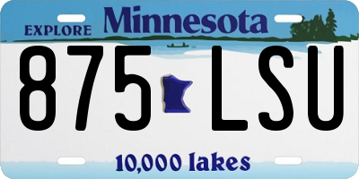 MN license plate 875LSU