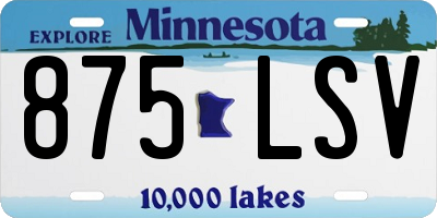 MN license plate 875LSV