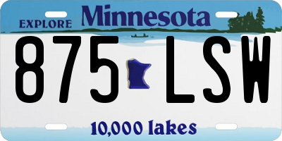 MN license plate 875LSW