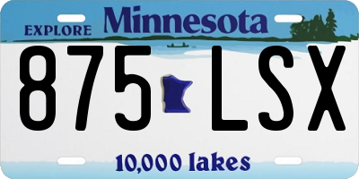 MN license plate 875LSX